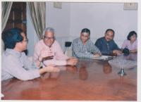 With Defence Minister George Fernandes. Defence Diary.

Dr. Banyopadhyay with Defence Minister George Fernandes(second from left)