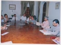 With Defence Minister George Fernandes. Defence Diary.

Dr. Banyopadhyay with Defence Minister George Fernandes (second from right)