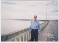 Panchanan Setu on the Mansai river. Dr. Bandyopadhyay on the bridge over the river.